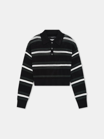Ma Long Sleeve Oversized Polo - Black Multi | Amiri Special Offer