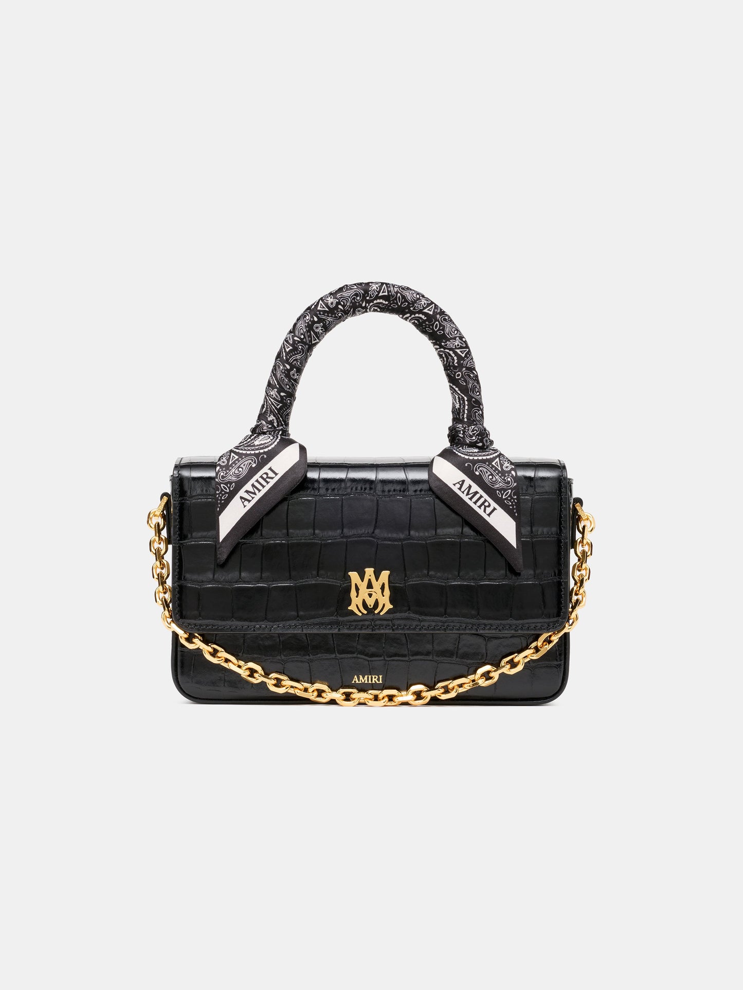 Croc Embossed Long Ma Bag - Black | Amiri Featured