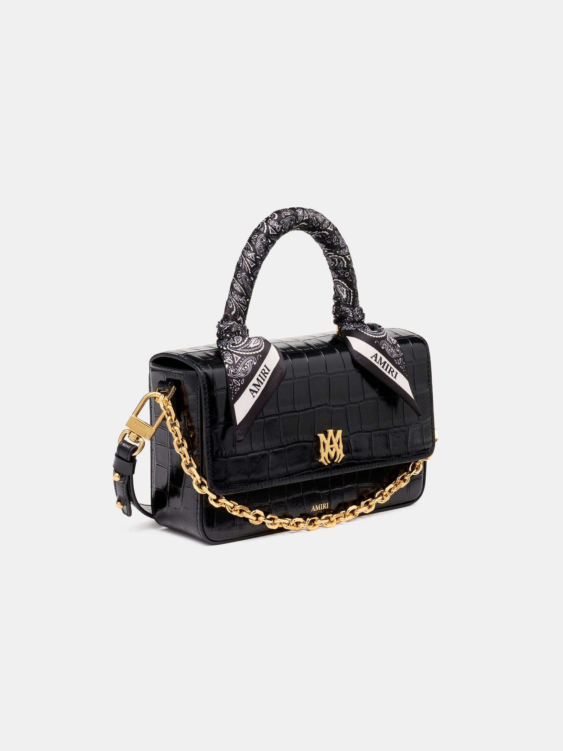Croc Embossed Long Ma Bag - Black | Amiri Featured