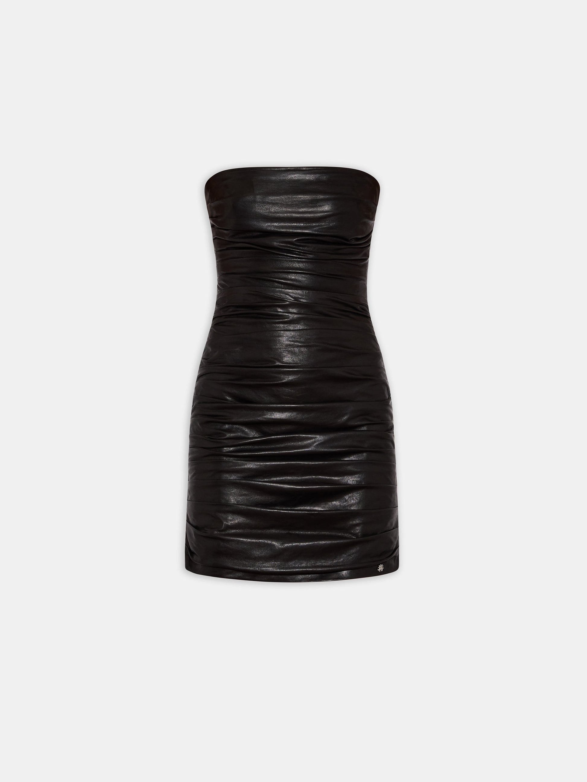 Rouched Leather Mini Dress - Black | Amiri Best Seller