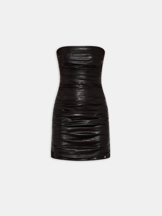 Rouched Leather Mini Dress - Black | Amiri Best Seller