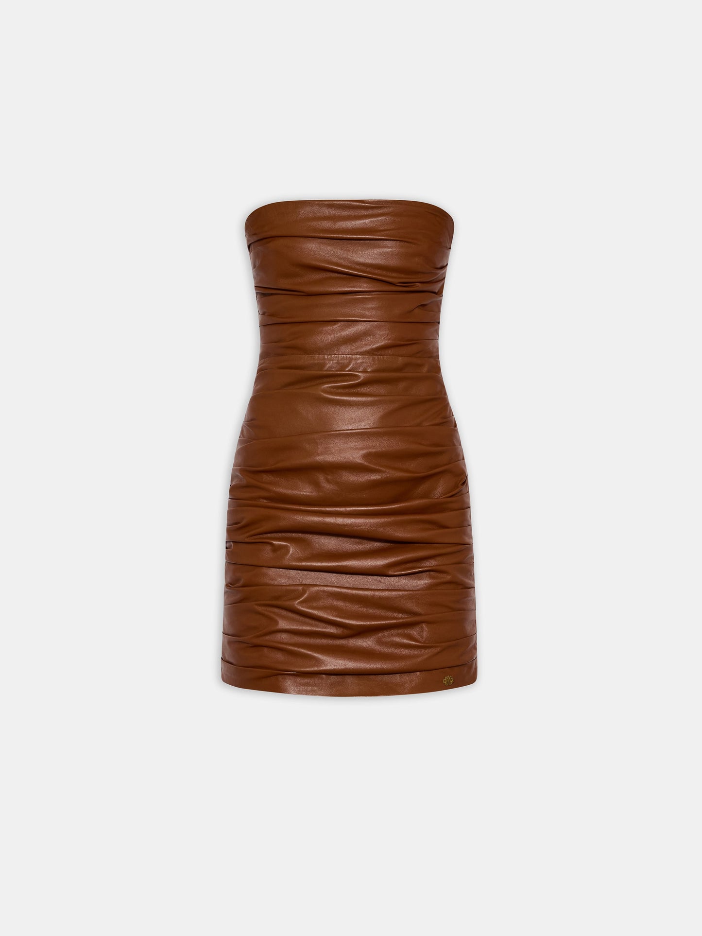 Rouched Leather Mini Dress - Bourbon | Amiri Sale