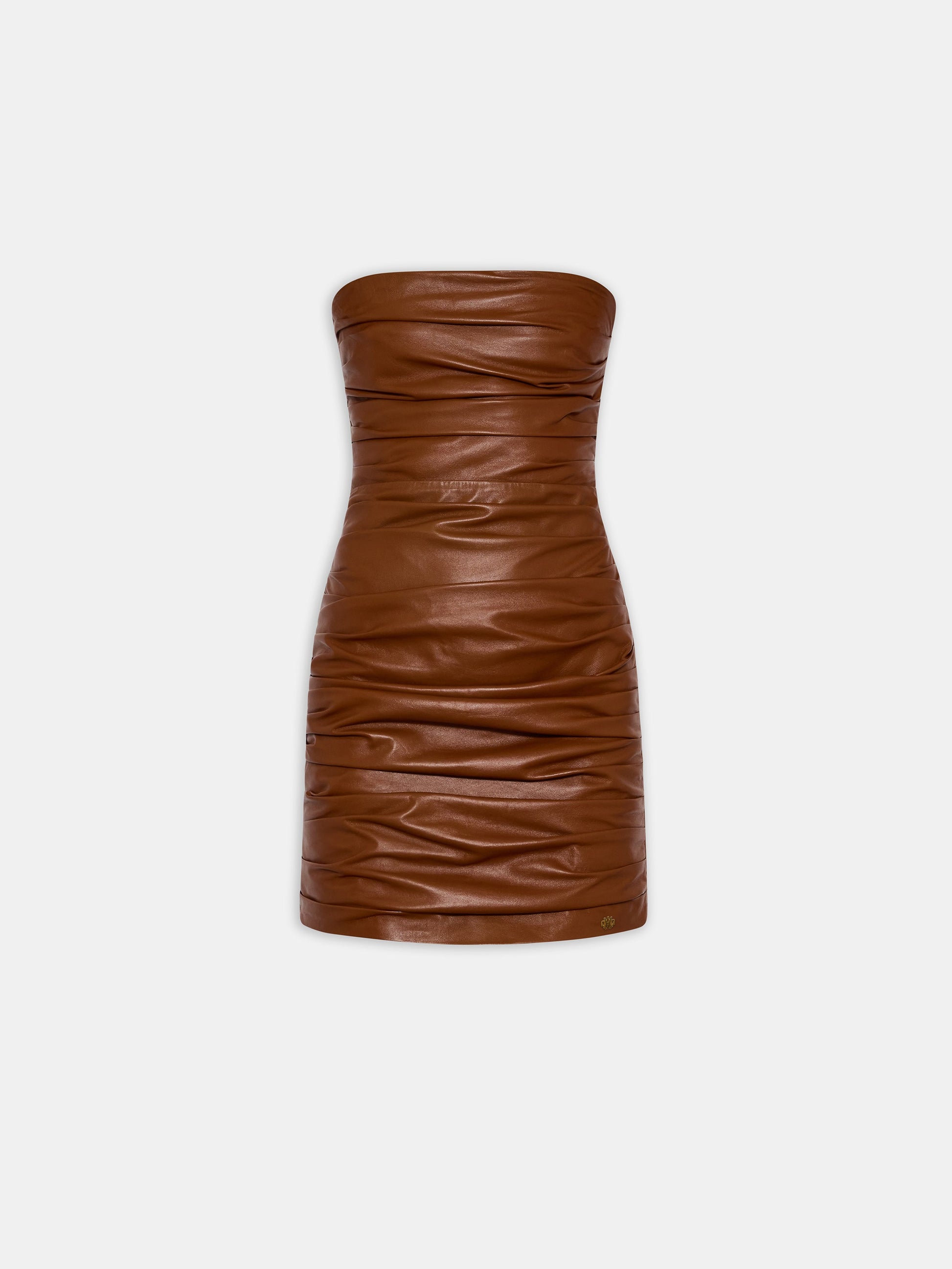 Rouched Leather Mini Dress - Bourbon | Amiri Sale