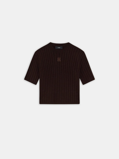 Ma Cable Knit Tee - Dark Brown | Amiri Online