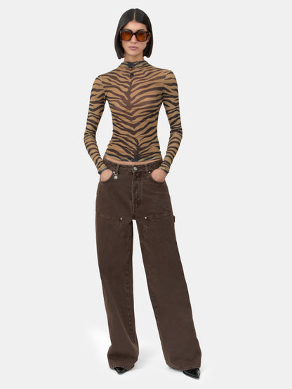 Zebra Long Sleeve Top - Dark Brown | Amiri Featured