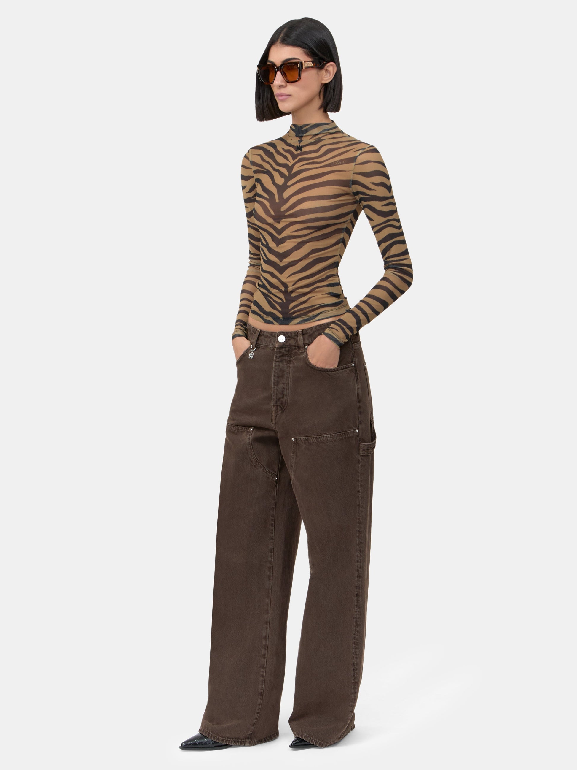 Zebra Long Sleeve Top - Dark Brown | Amiri Featured