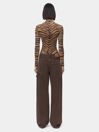 Zebra Long Sleeve Top - Dark Brown | Amiri Featured