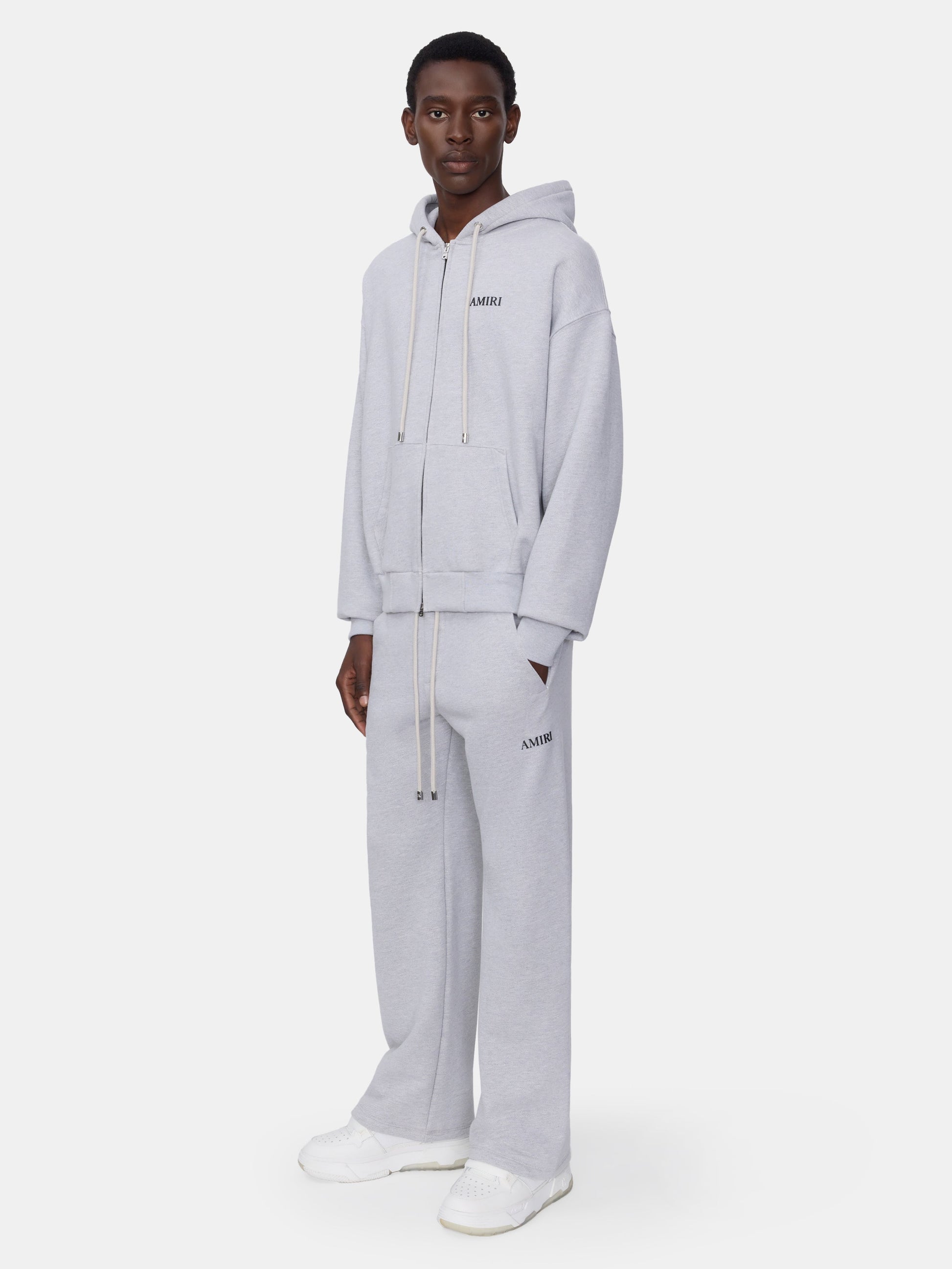 Relaxed Zip Up Hoodie - Heather Grey | Amiri Affordable
