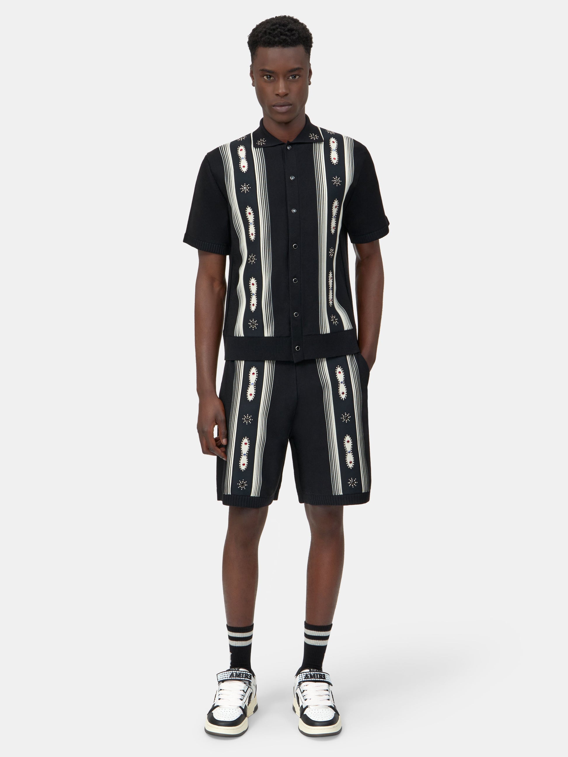 Stud Stripe Shirt - Black | Amiri Budget Friendly