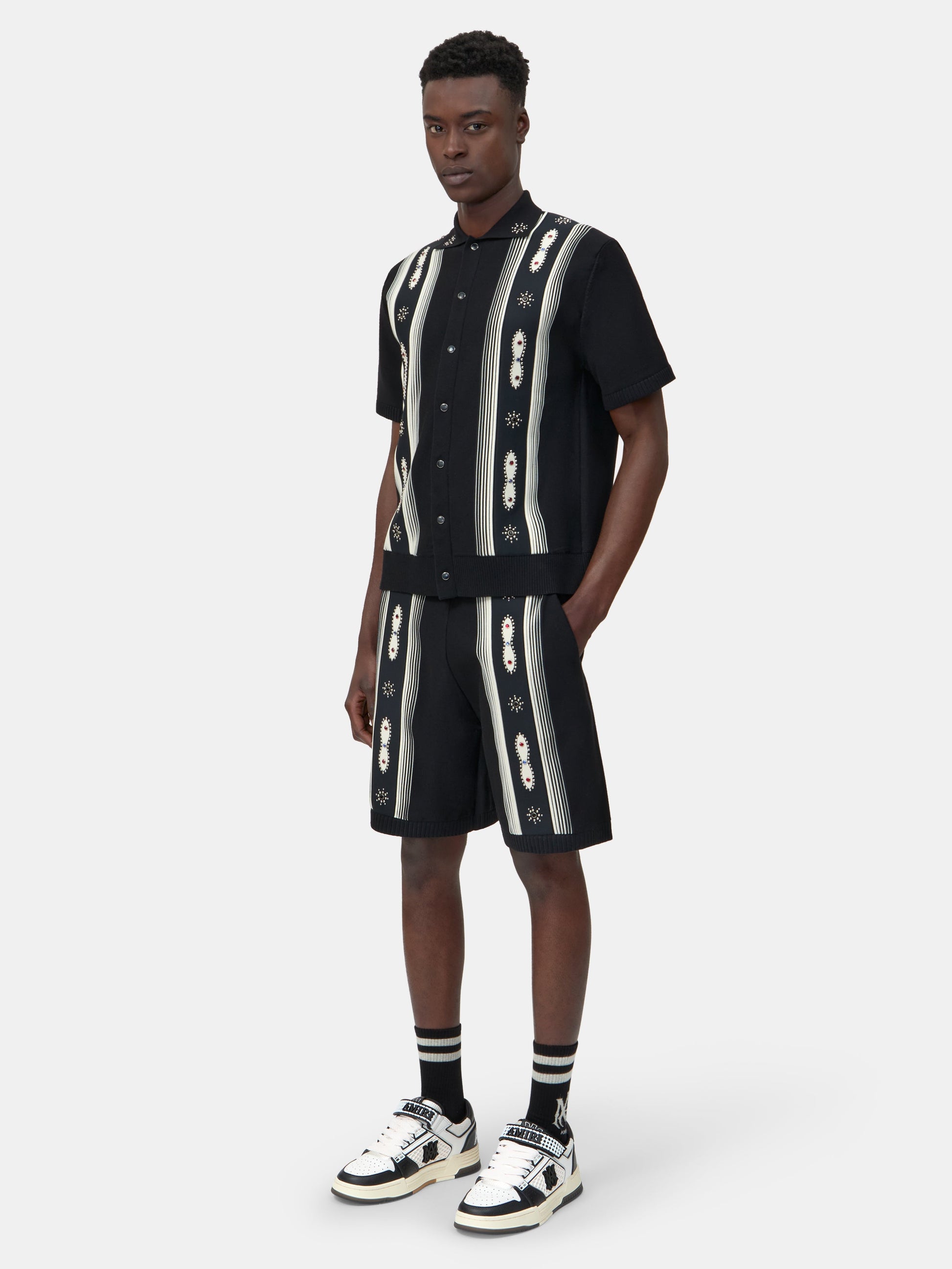 Stud Stripe Shirt - Black | Amiri Budget Friendly