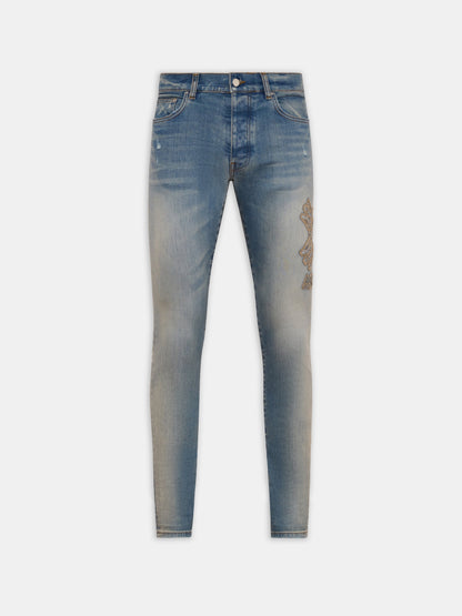 Ma Quad Applique Skinny Jean - Dust Indigo | Amiri Great Deal