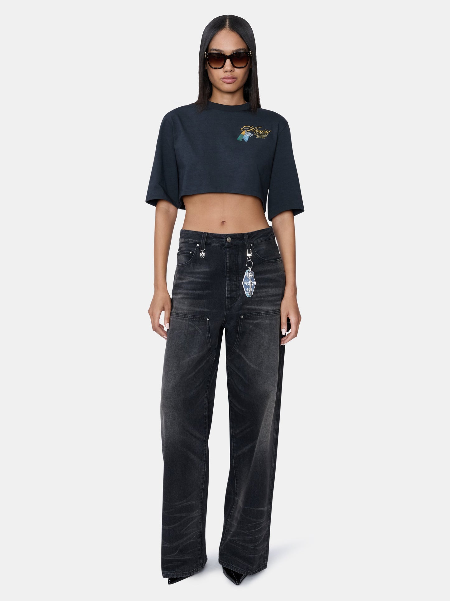 Chateau Keys Cropped Tee - Black | Amiri Affordable