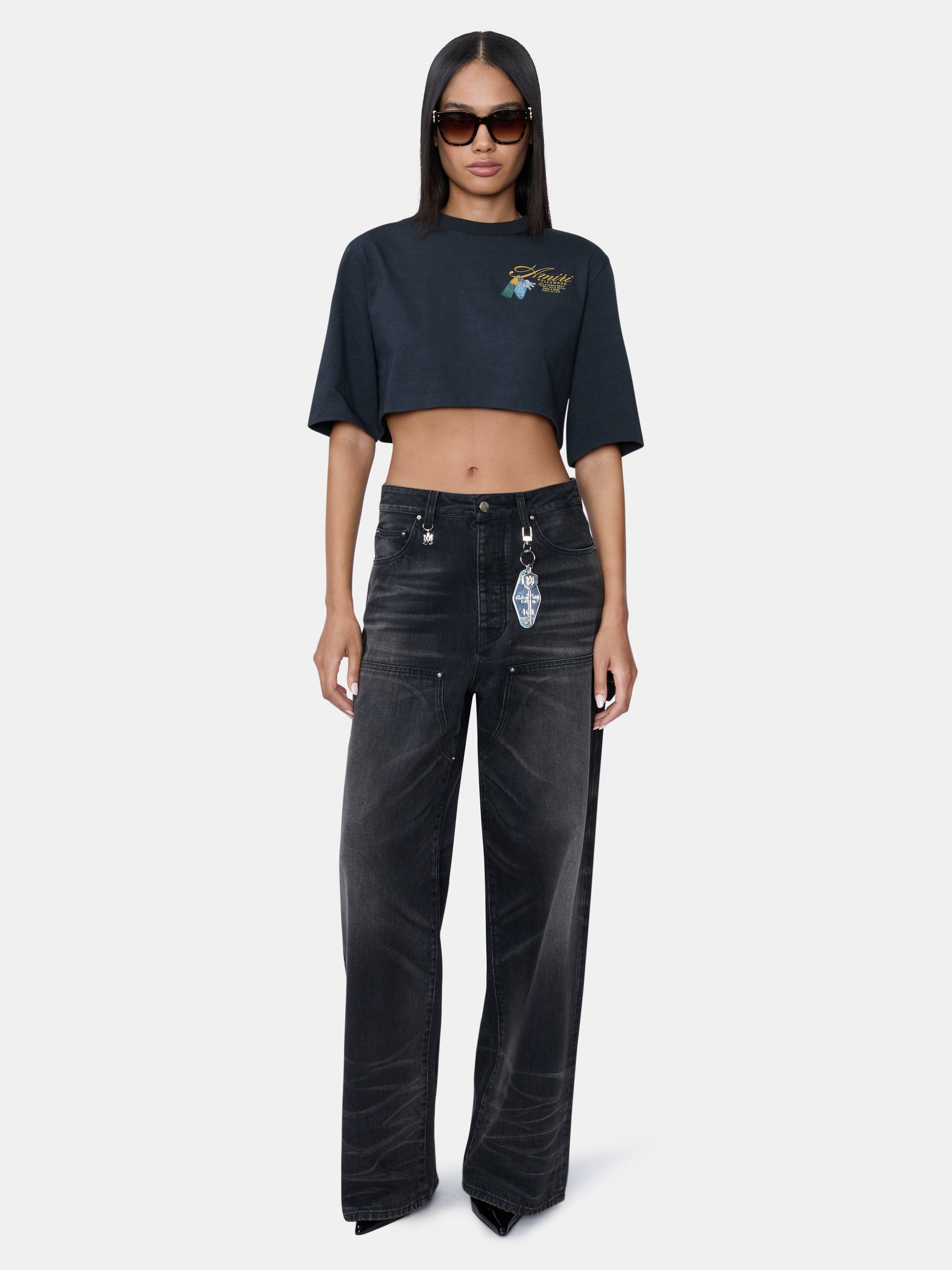 Chateau Keys Cropped Tee - Black | Amiri Affordable