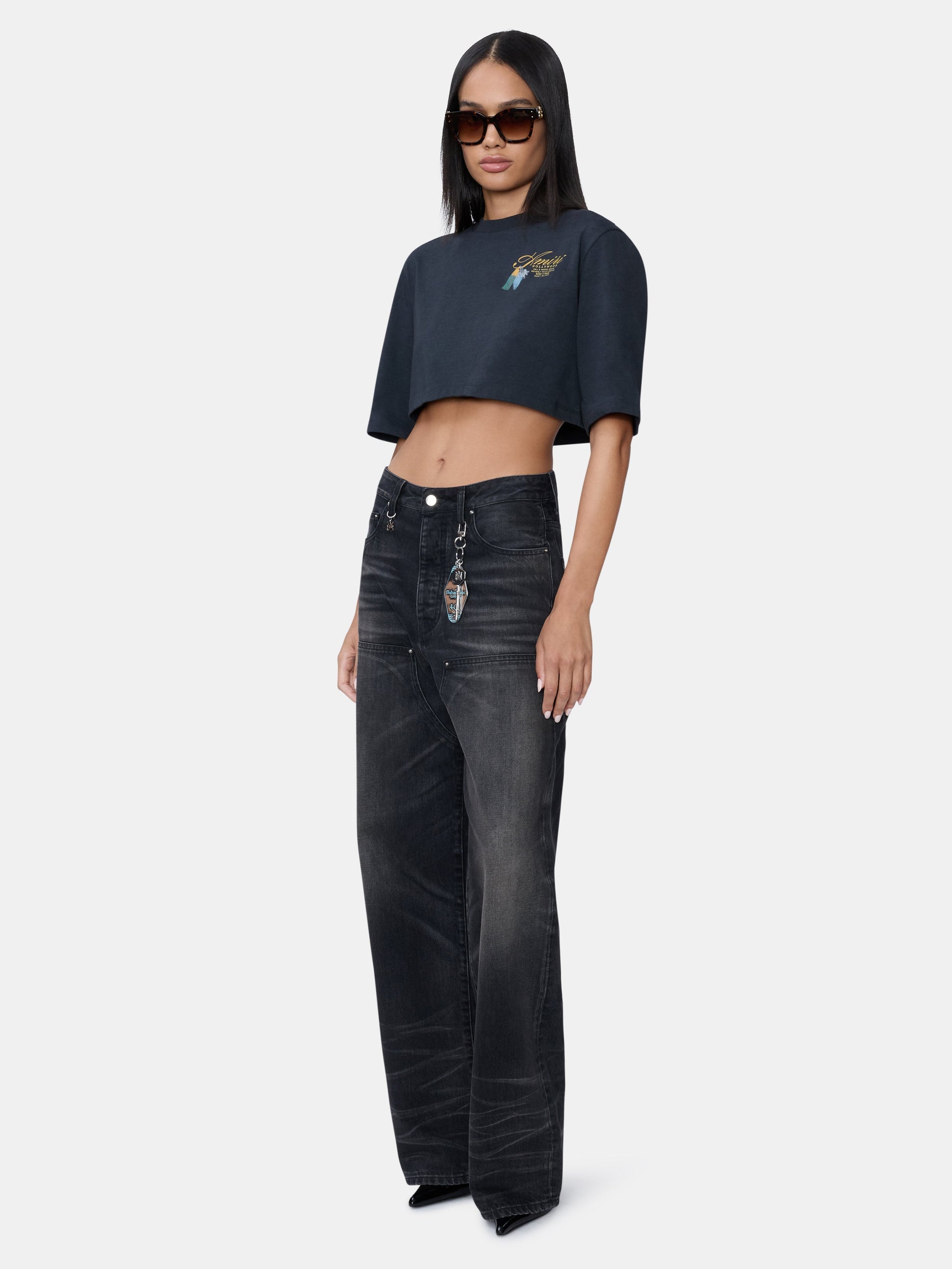 Chateau Keys Cropped Tee - Black | Amiri Affordable