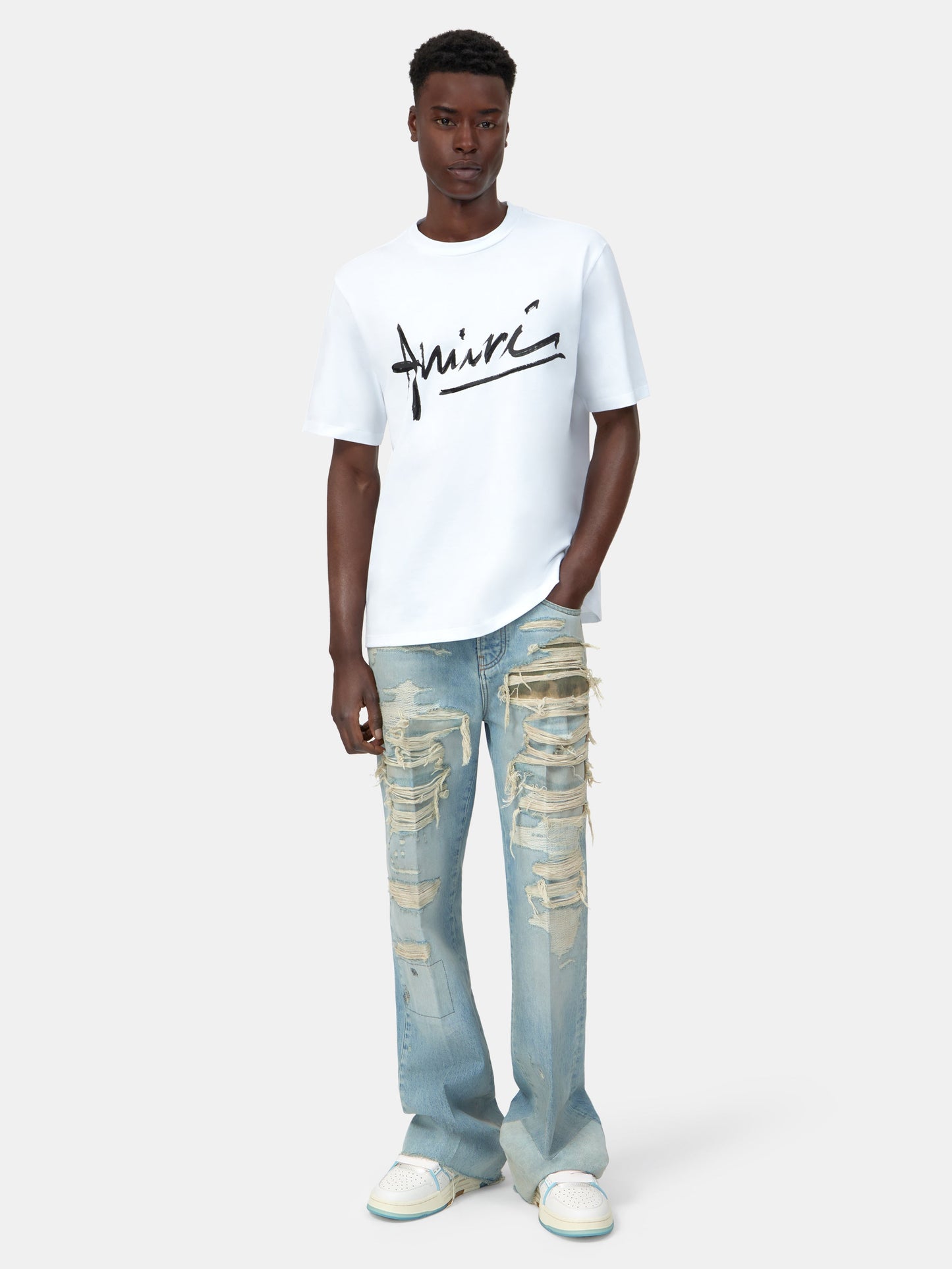 Amiri Script Tee - White | Amiri Best Seller