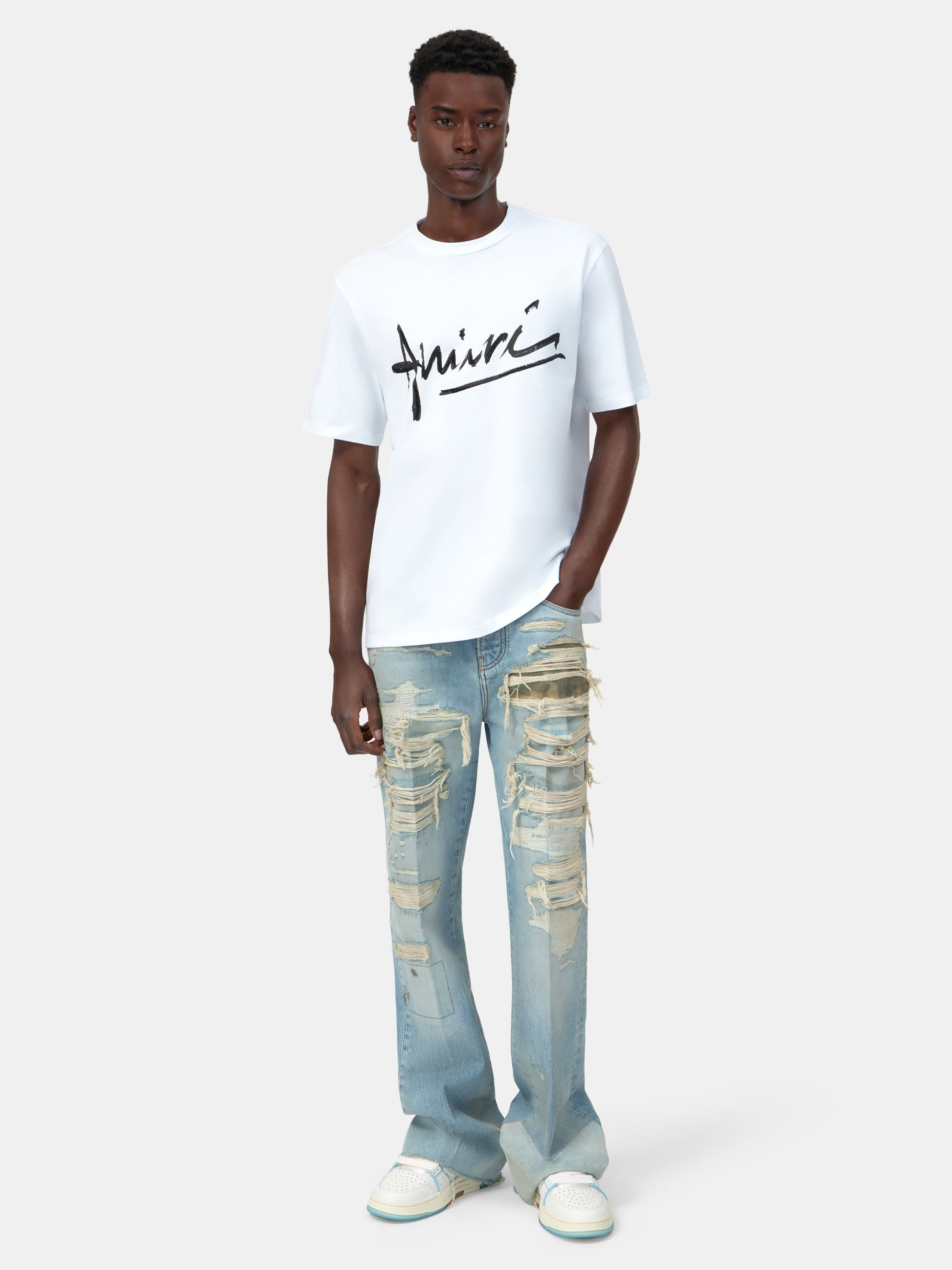 Amiri Script Tee - White | Amiri Best Seller