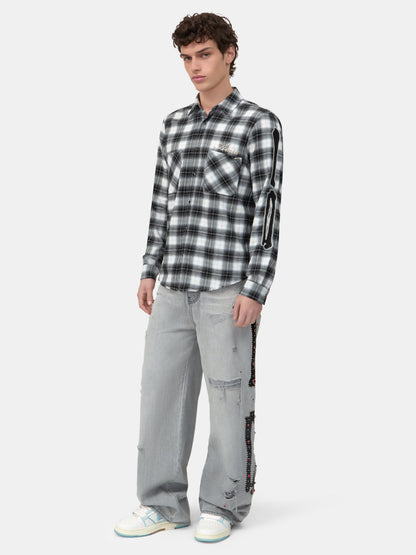 Bones Flannel Overshirt - Black | Amiri Affordable