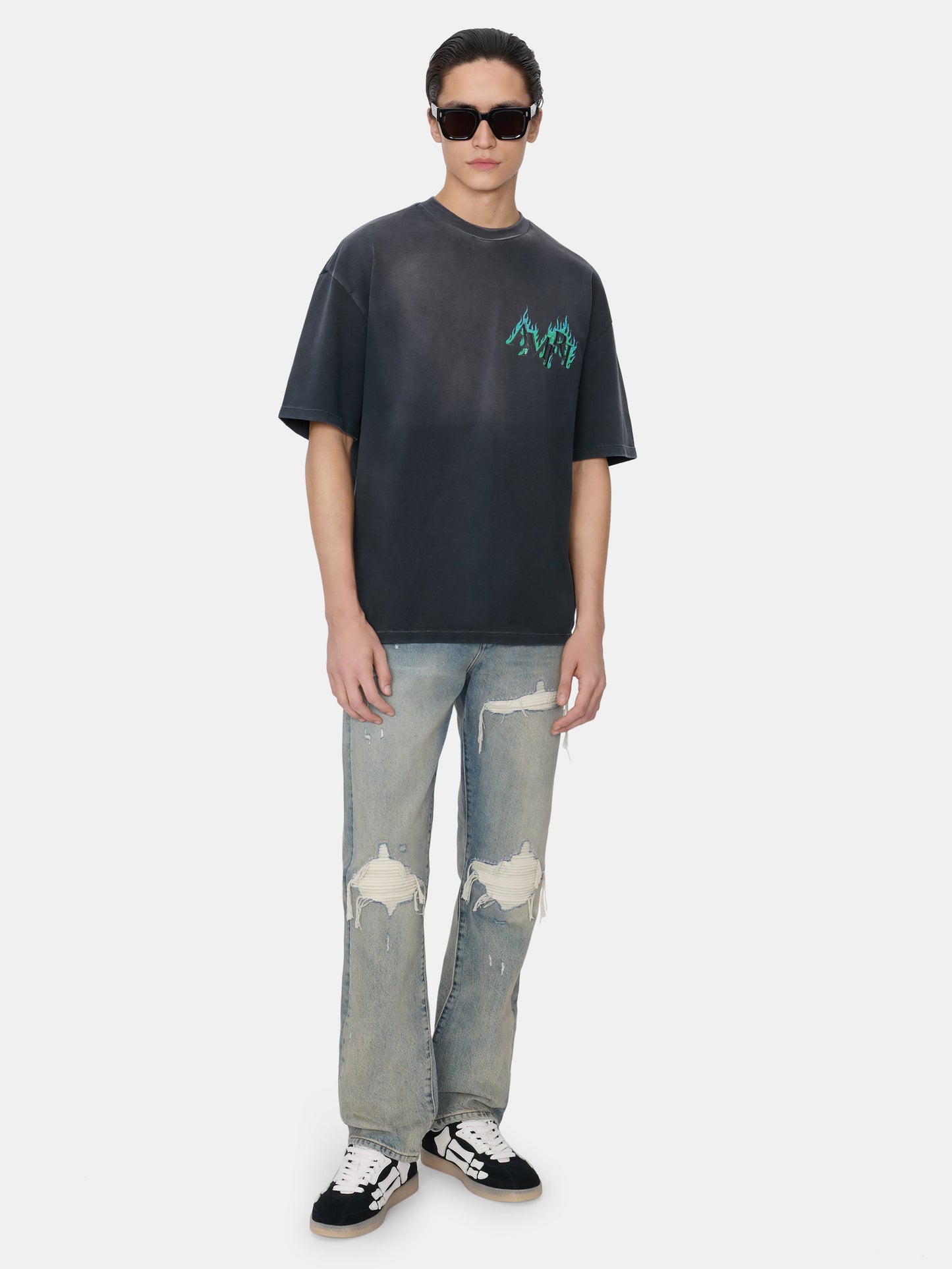 Crystal Amiri Flames Oversized Tee - Black | Amiri Popular Choice