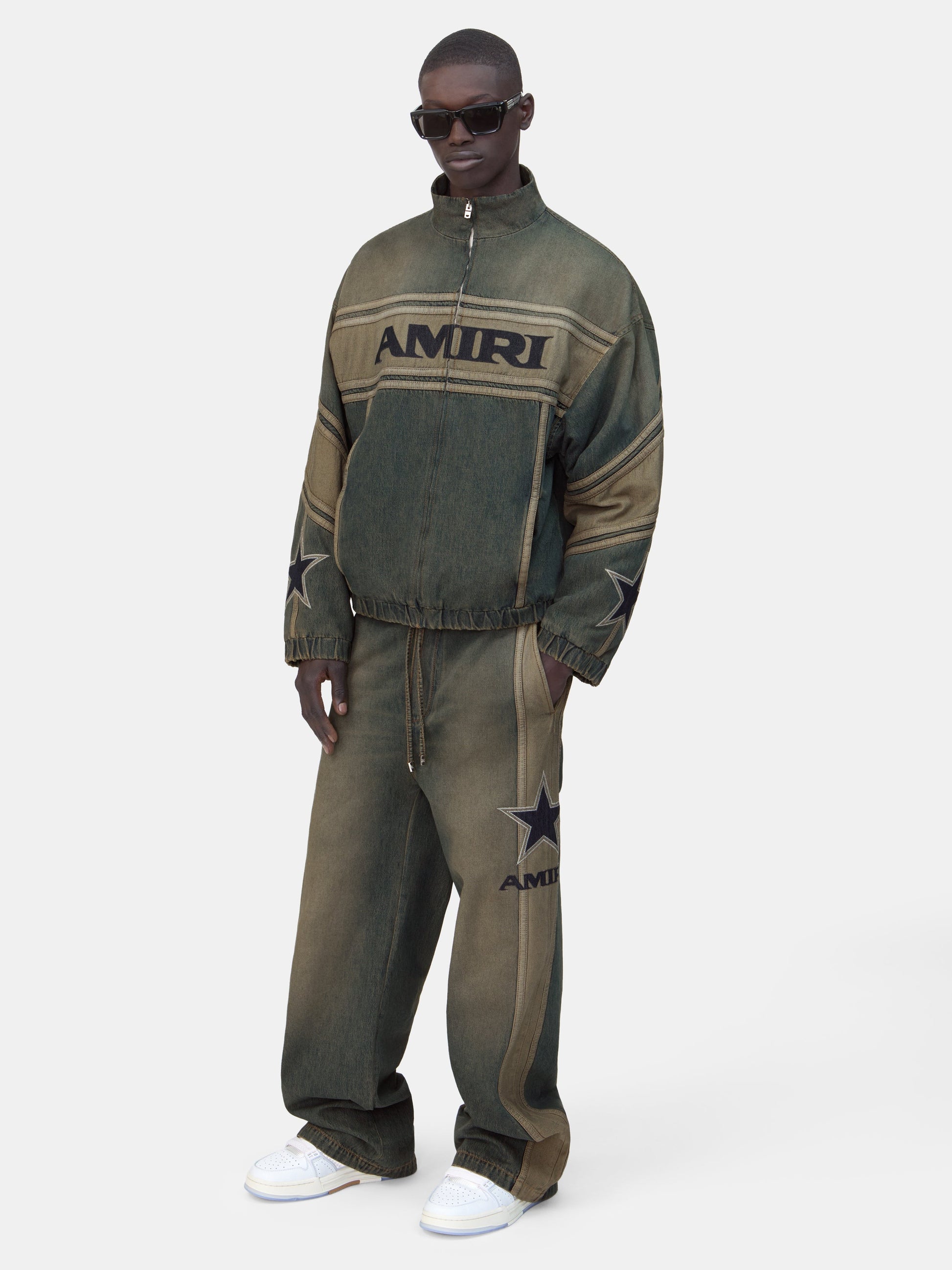 Amiri Sport Denim Track Jacket - Worn Slate | Amiri Online