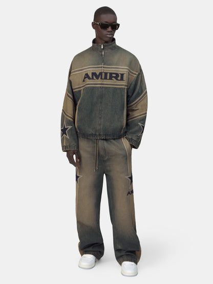 Amiri Sport Denim Track Jacket - Worn Slate | Amiri Online