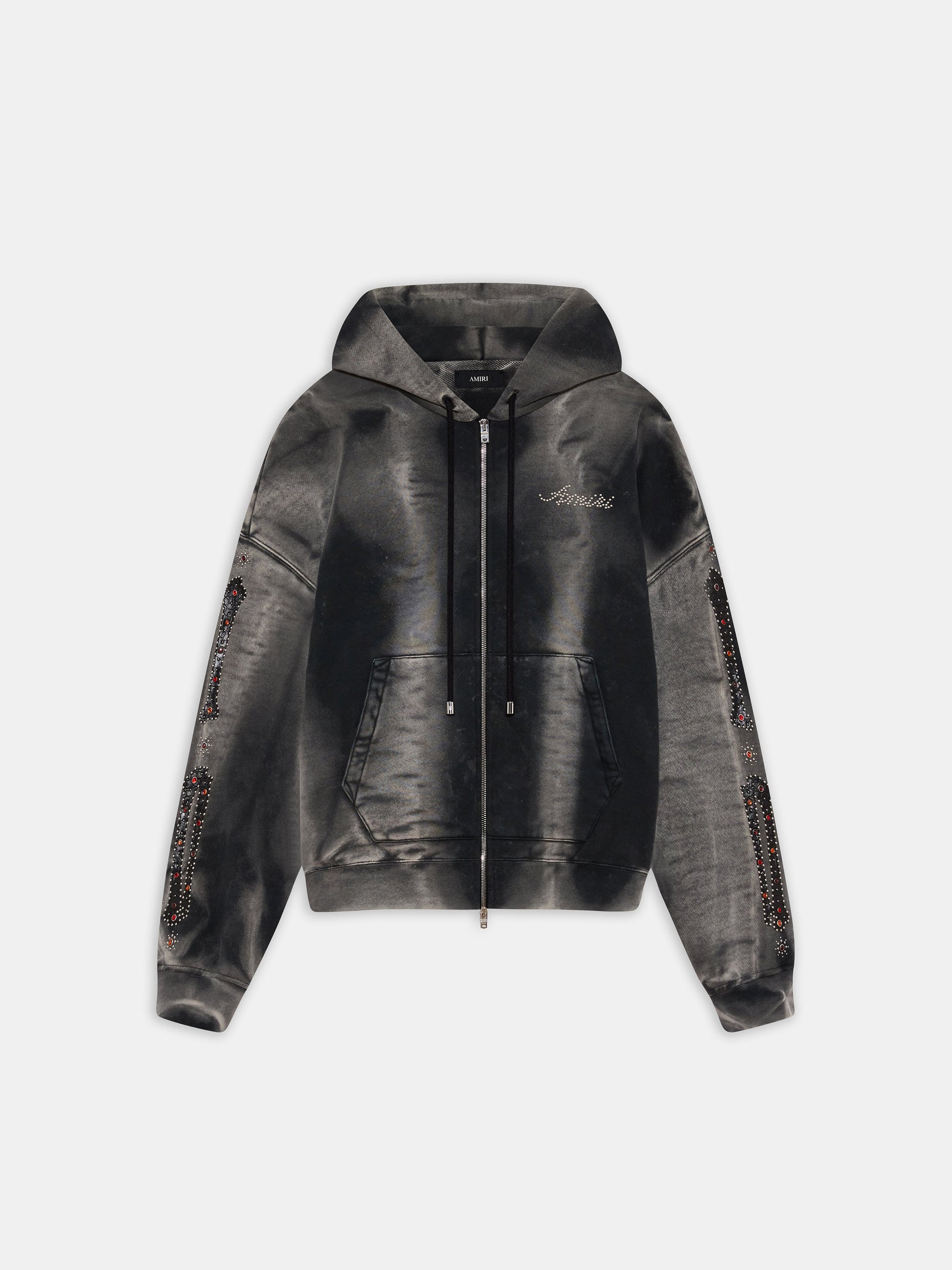 Bones Studded Oversized Zip Hoodie - Black | Amiri Value