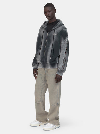 Bones Studded Oversized Zip Hoodie - Black | Amiri Value
