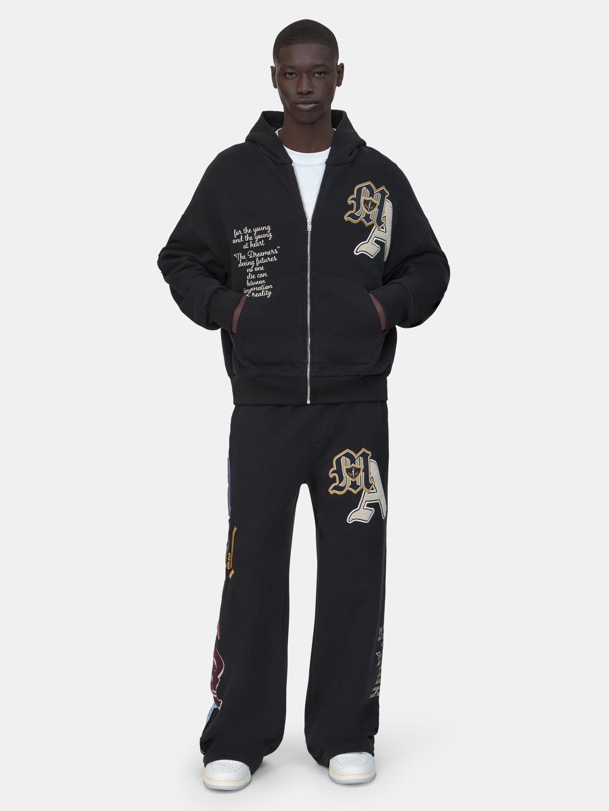 Varsity Patch Oversized Zip Hoodie - Black | Amiri Budget Friendly