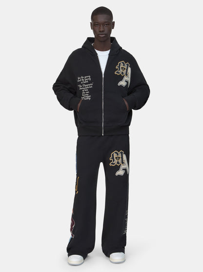 Varsity Patch Oversized Zip Hoodie - Black | Amiri Budget Friendly