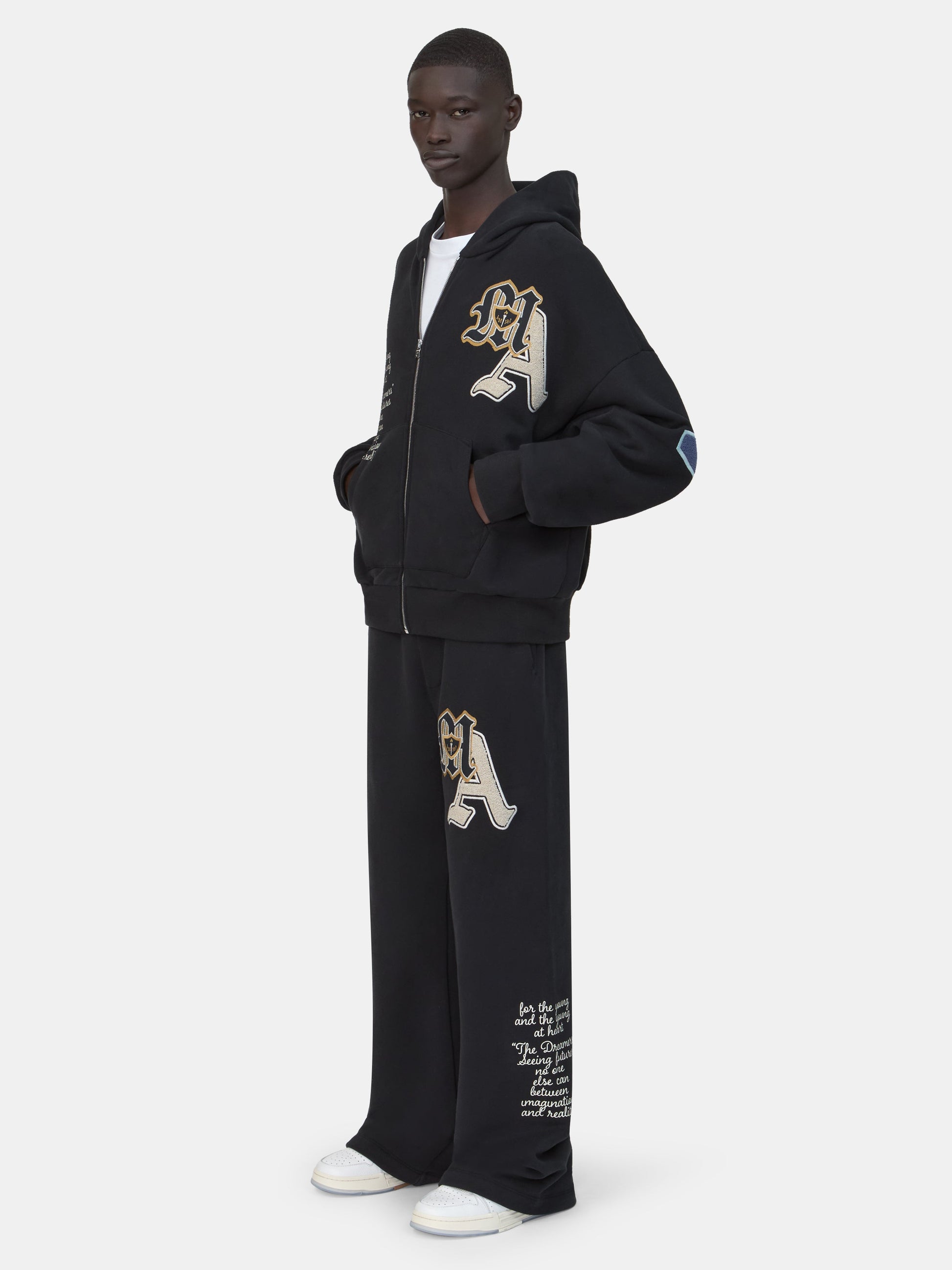 Varsity Patch Oversized Zip Hoodie - Black | Amiri Budget Friendly