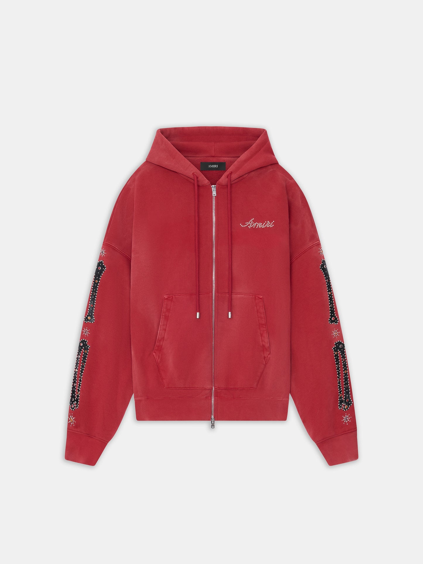 Bones Studded Oversized Zip Hoodie - Red Rose | Amiri Special Offer