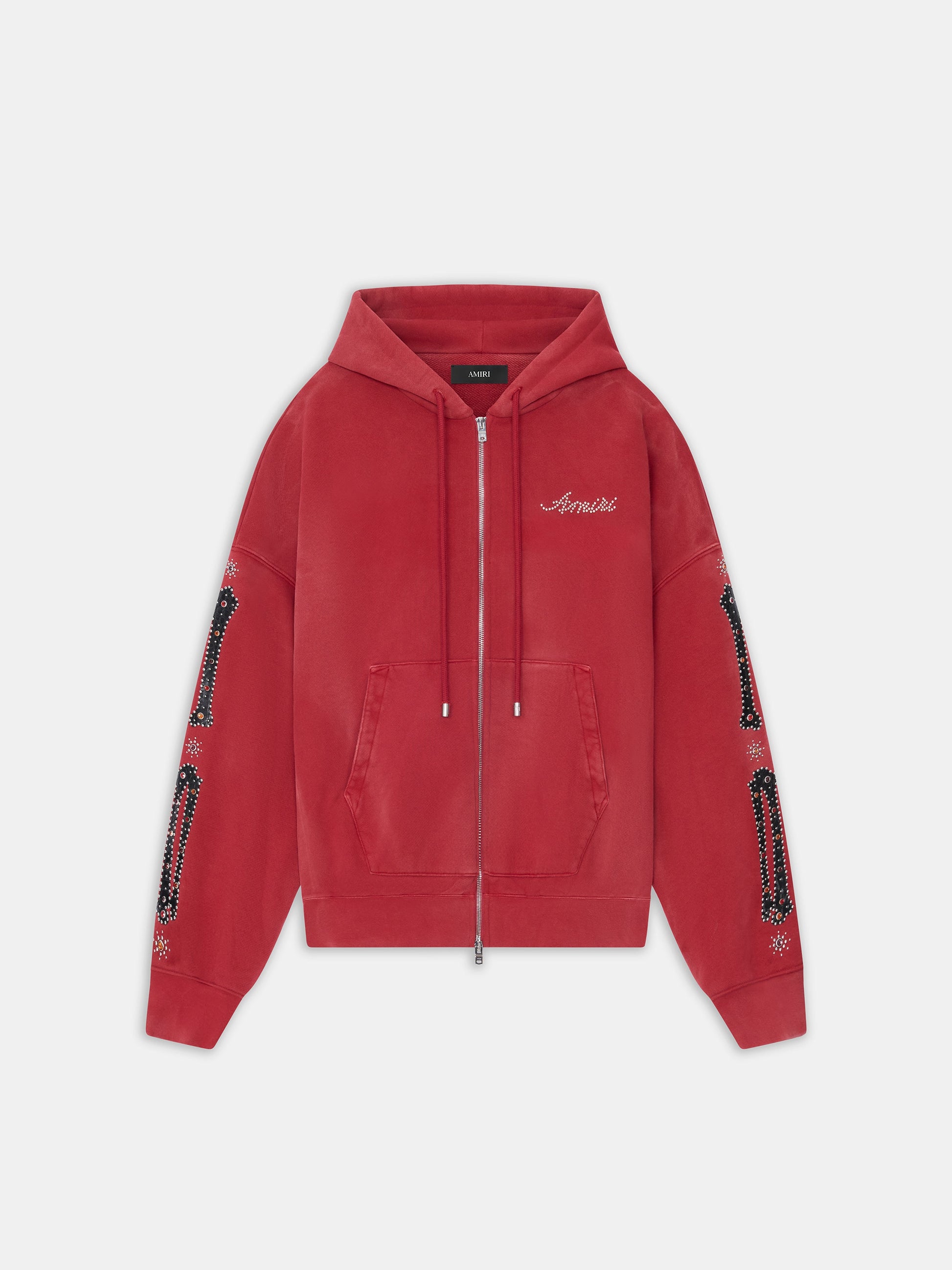 Bones Studded Oversized Zip Hoodie - Red Rose | Amiri Special Offer
