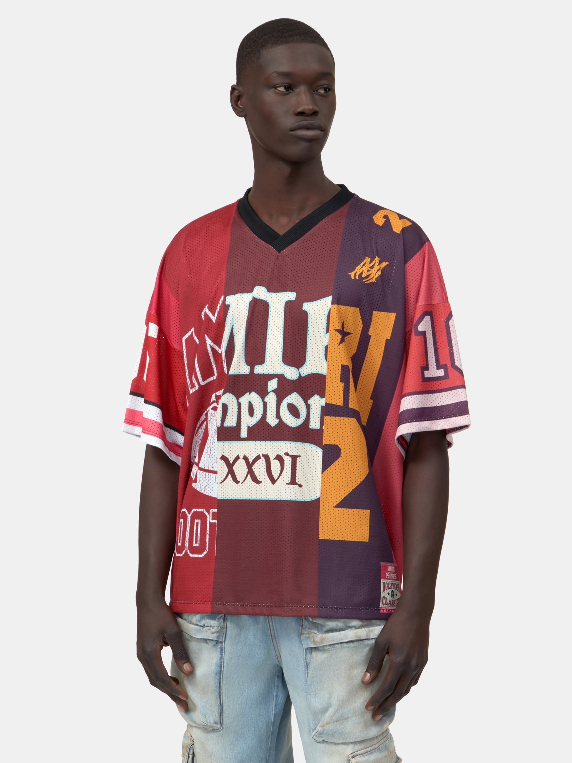 Spliced Oversized Mesh Tee - Red | Amiri Affordable