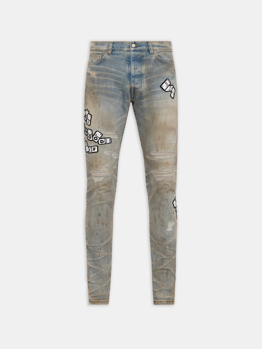 Domino Applique Skinny Jean - Perfect Antique Indigo | Amiri Great Deal
