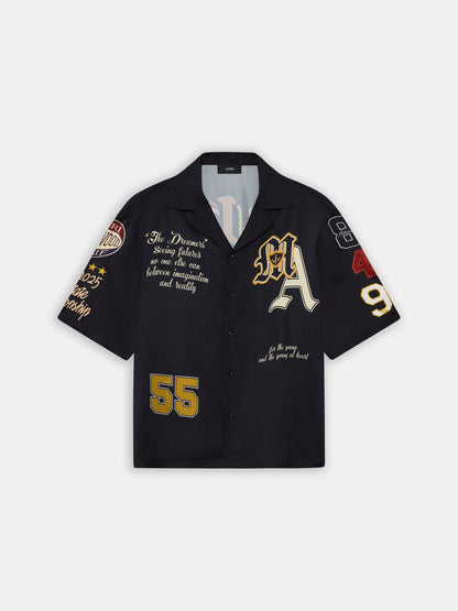 Varsity Patch Oversized Camp Shirt - Black | Amiri Special Offer