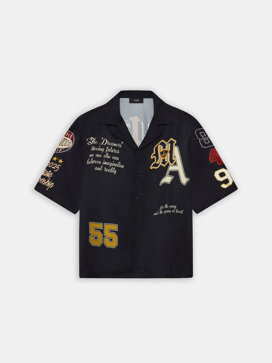 Varsity Patch Oversized Camp Shirt - Black | Amiri Special Offer