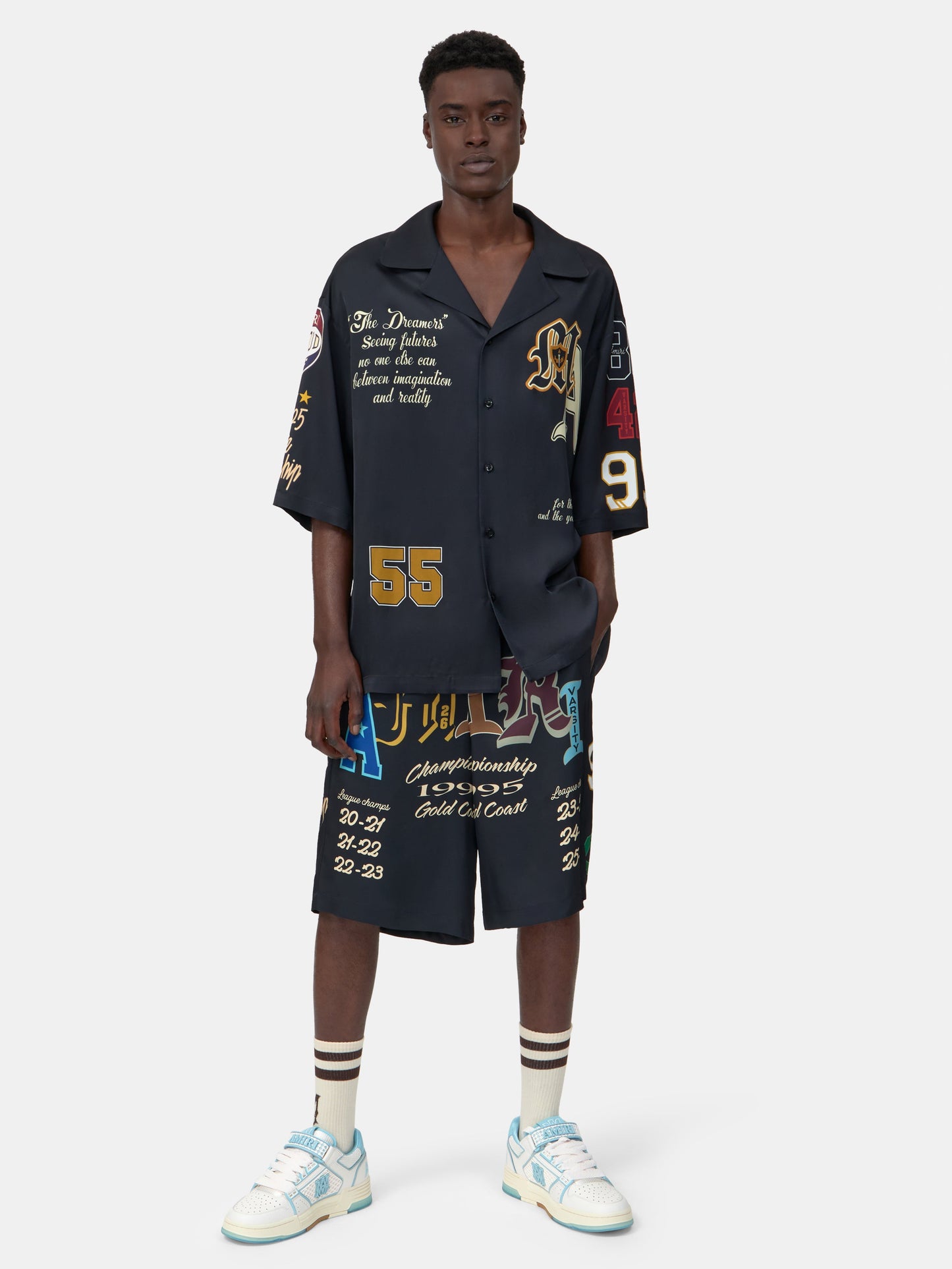 Varsity Patch Oversized Camp Shirt - Black | Amiri Special Offer