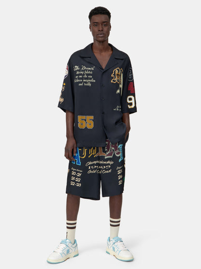 Varsity Patch Oversized Camp Shirt - Black | Amiri Special Offer