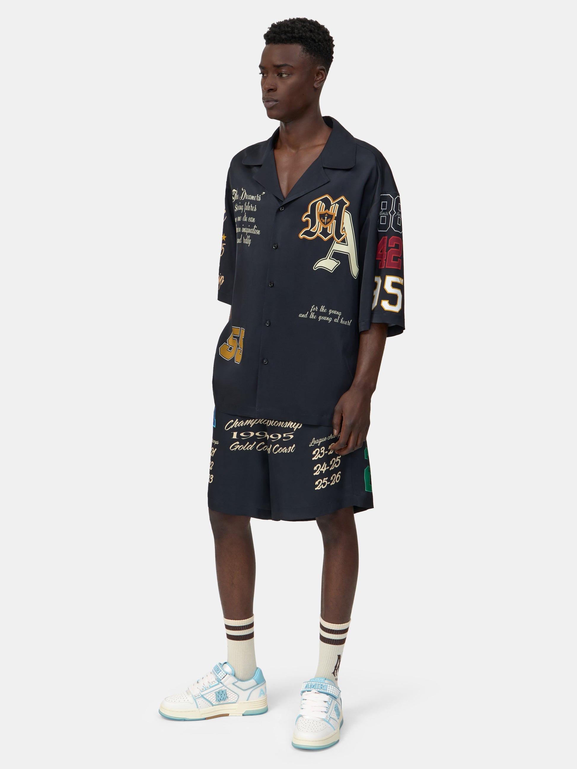 Varsity Patch Oversized Camp Shirt - Black | Amiri Special Offer
