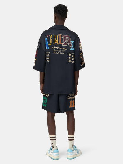 Varsity Patch Oversized Camp Shirt - Black | Amiri Special Offer