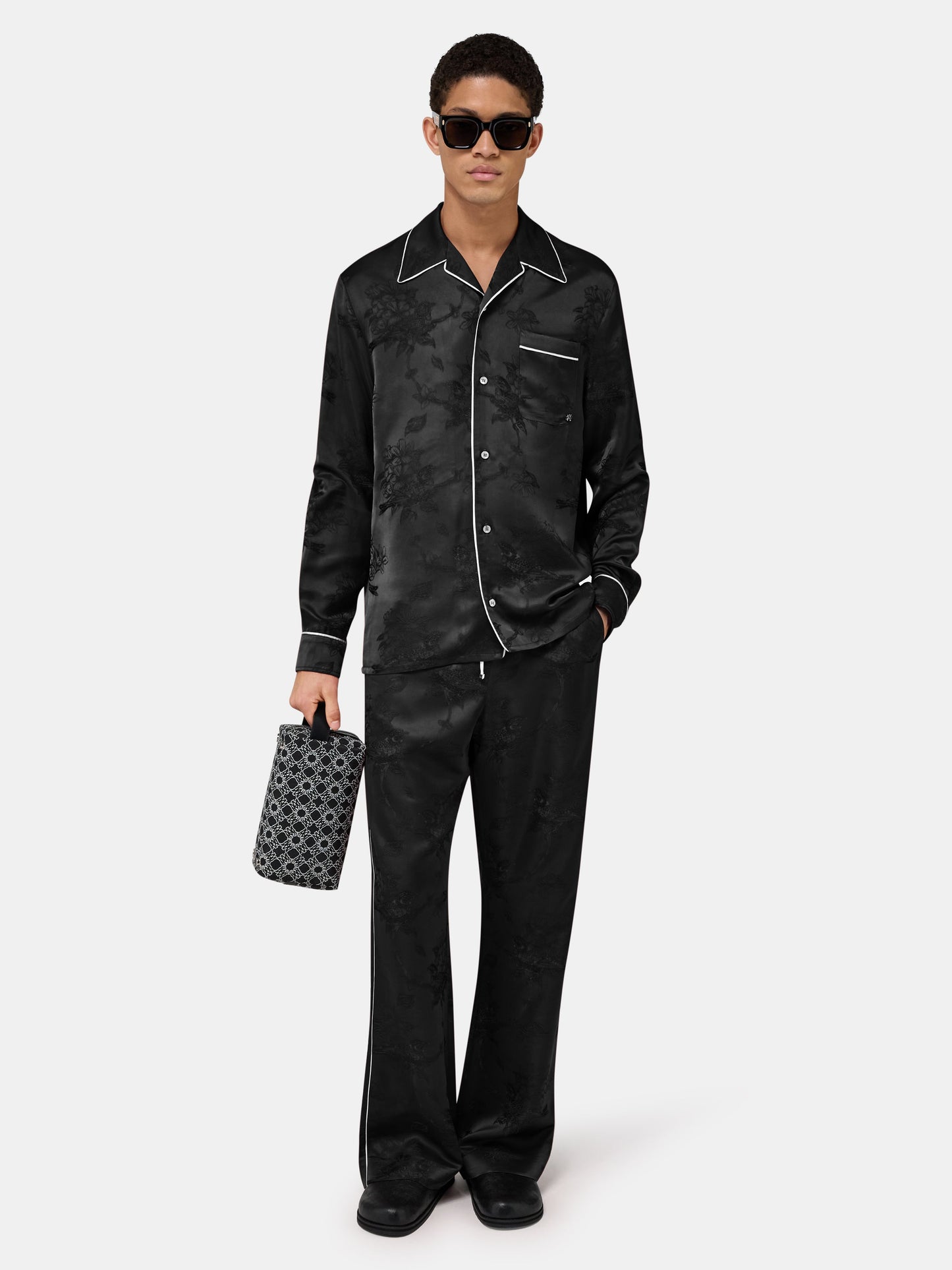 Floral Jacquard Pajama Shirt - Black | Amiri Best Seller