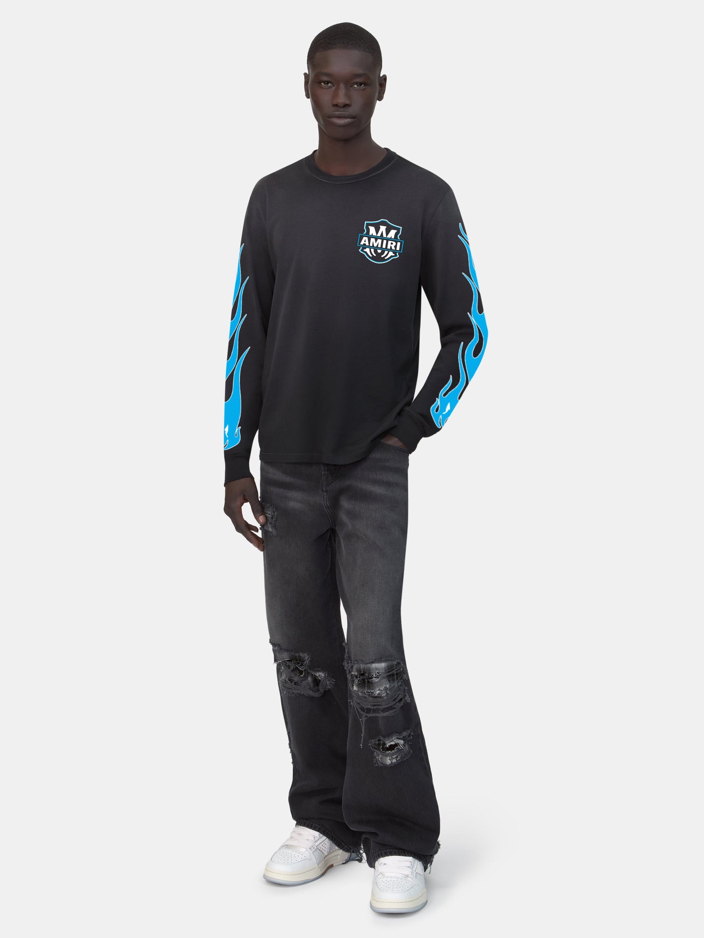 Amiri Eagle Flames Long Sleeve Tee - Black | Amiri Best Seller