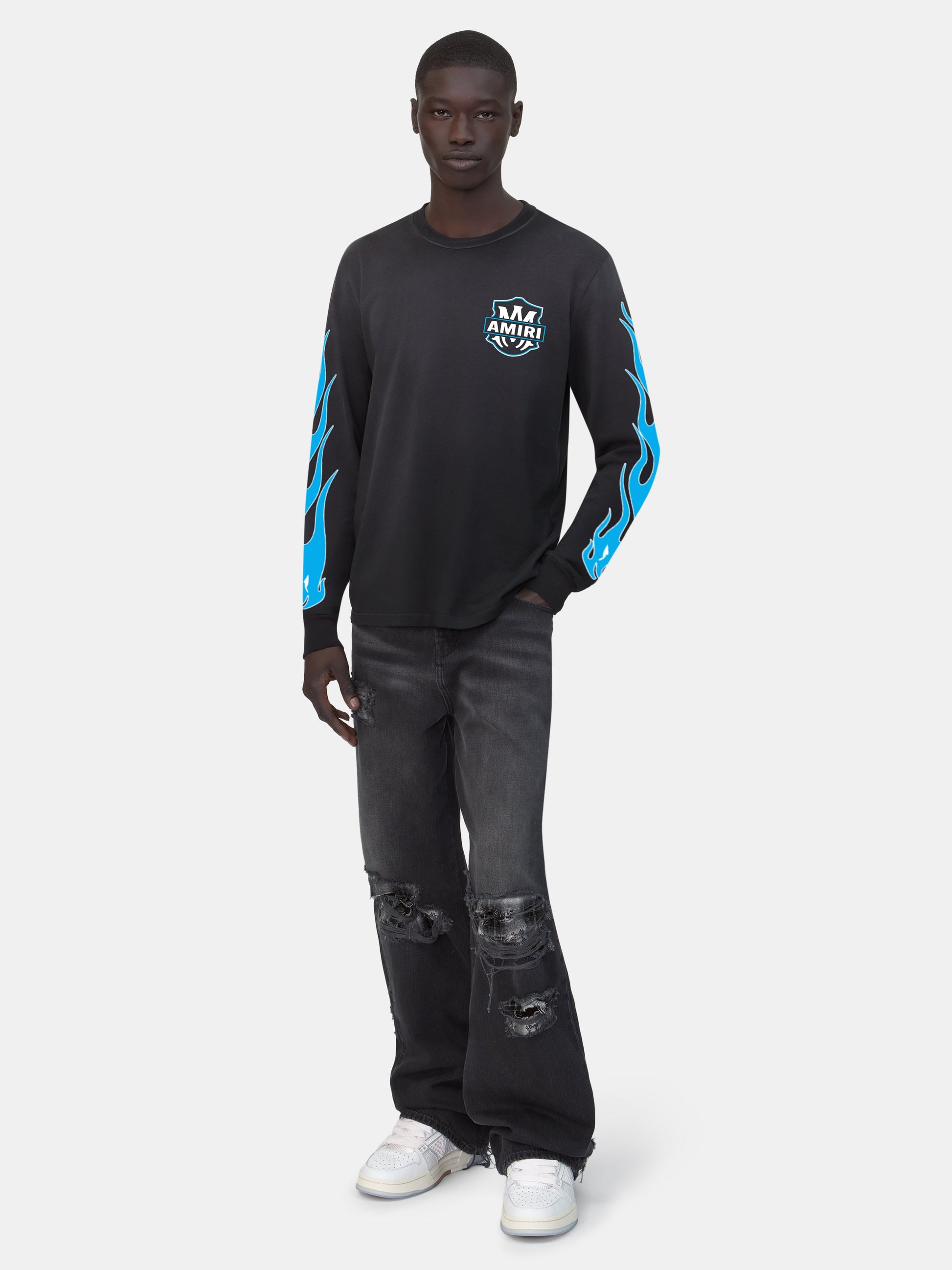 Amiri Eagle Flames Long Sleeve Tee - Black | Amiri Best Seller