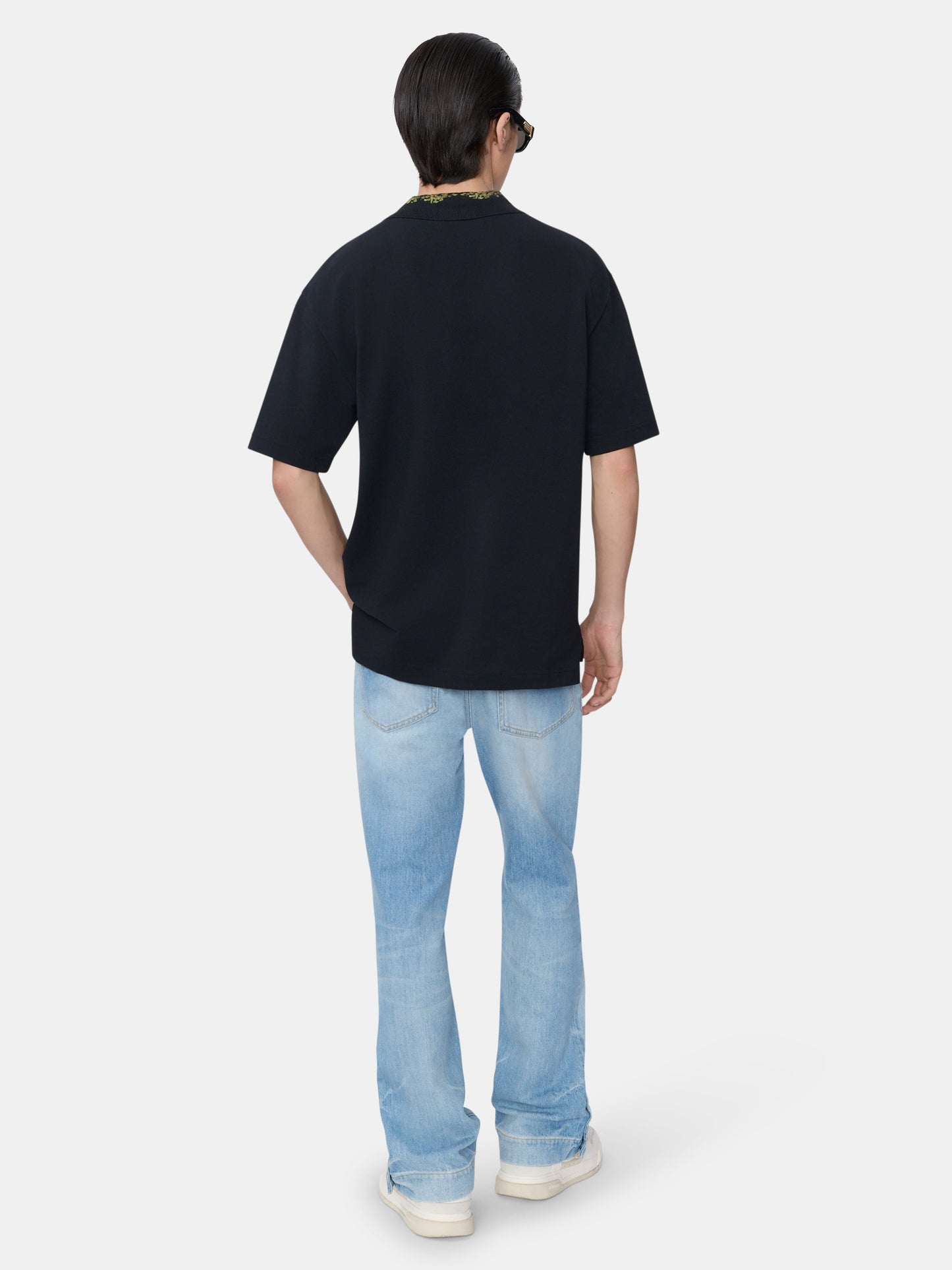 Amiri Floral Collar Polo - Black | Amiri Special Offer