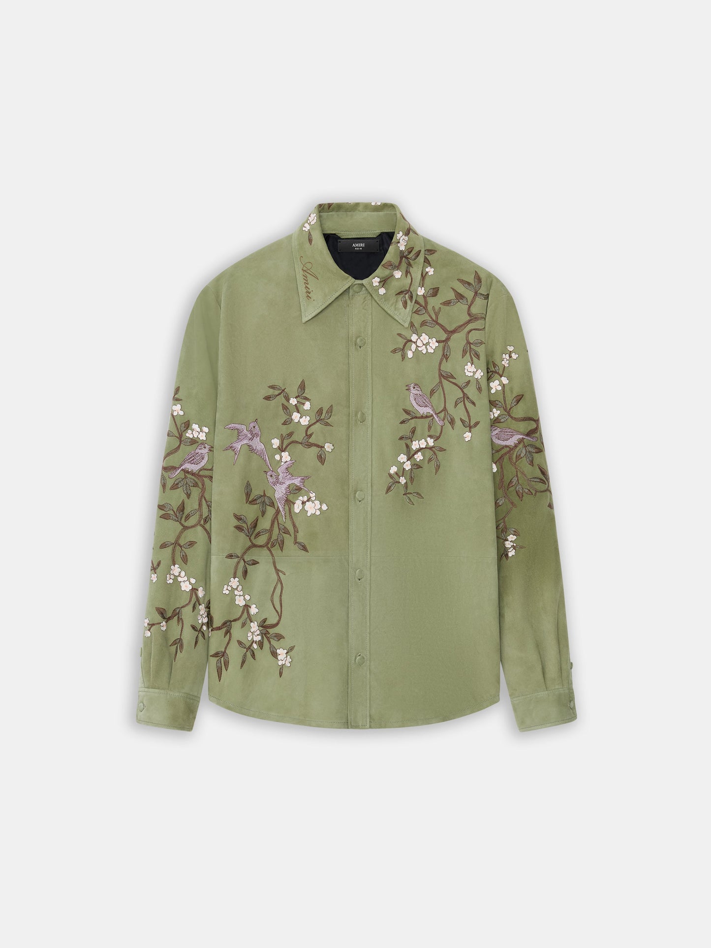 Suede Sparrow Long Sleeve Shirt - Green Tea | Amiri Online