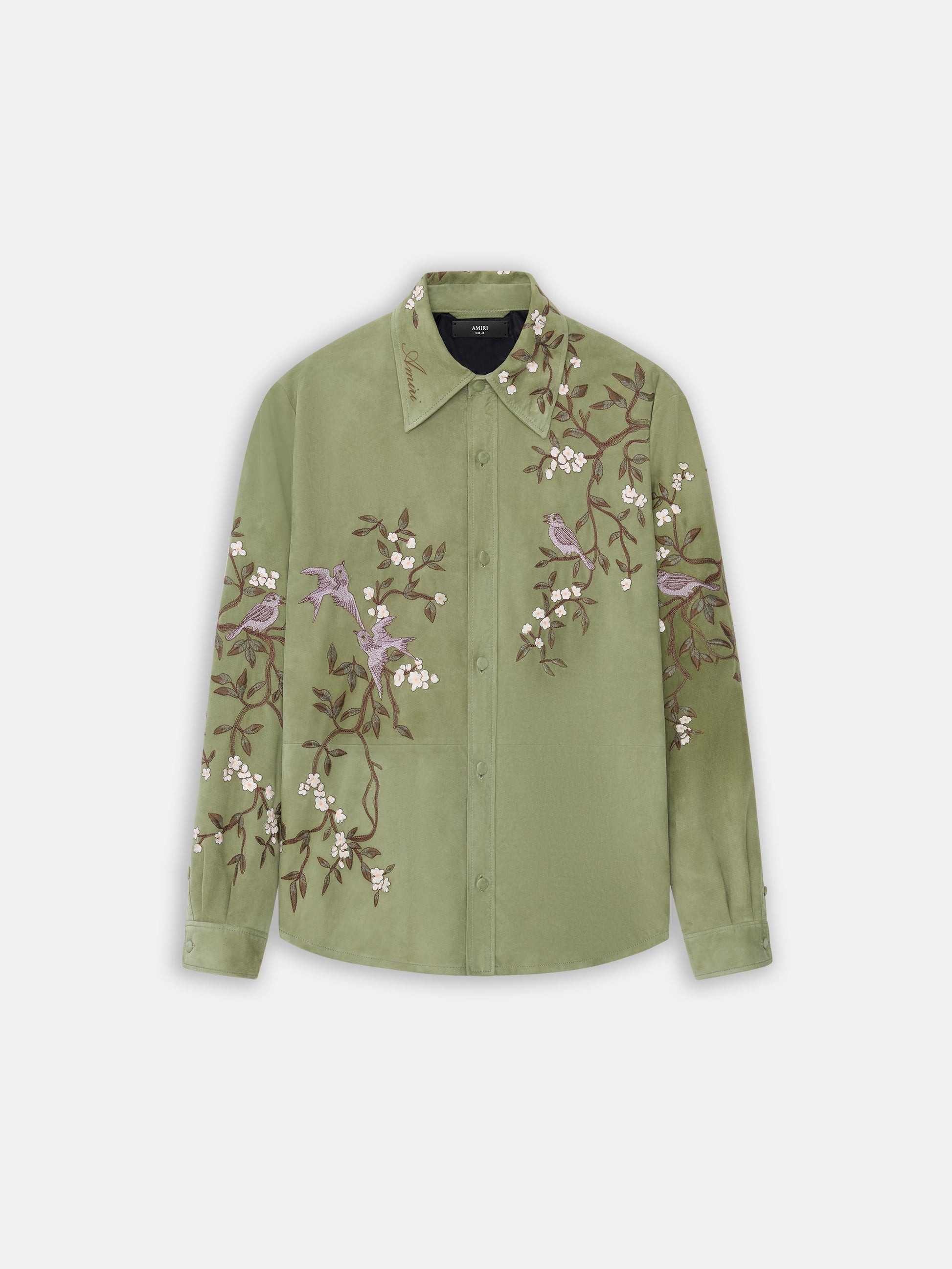 Suede Sparrow Long Sleeve Shirt - Green Tea | Amiri Online
