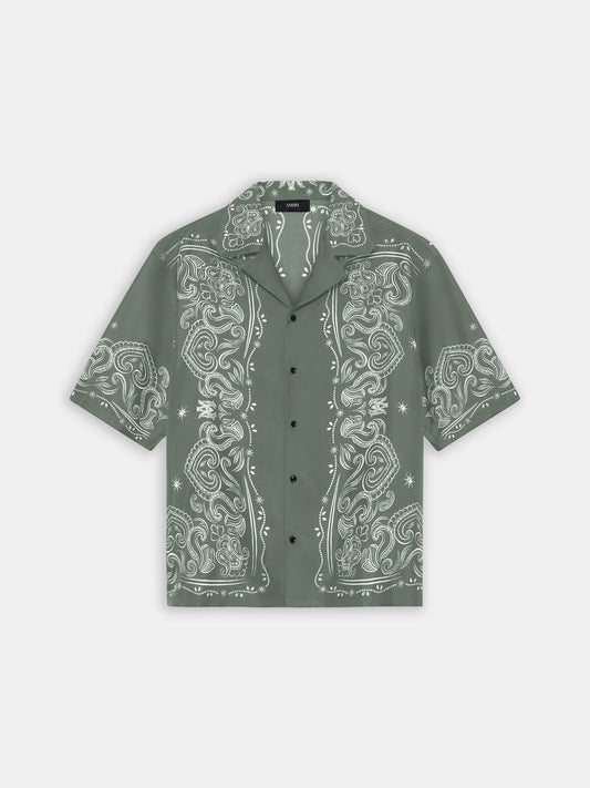 Bandana Paint Oversized Bowling Shirt - Dark Sage | Amiri Great Deal