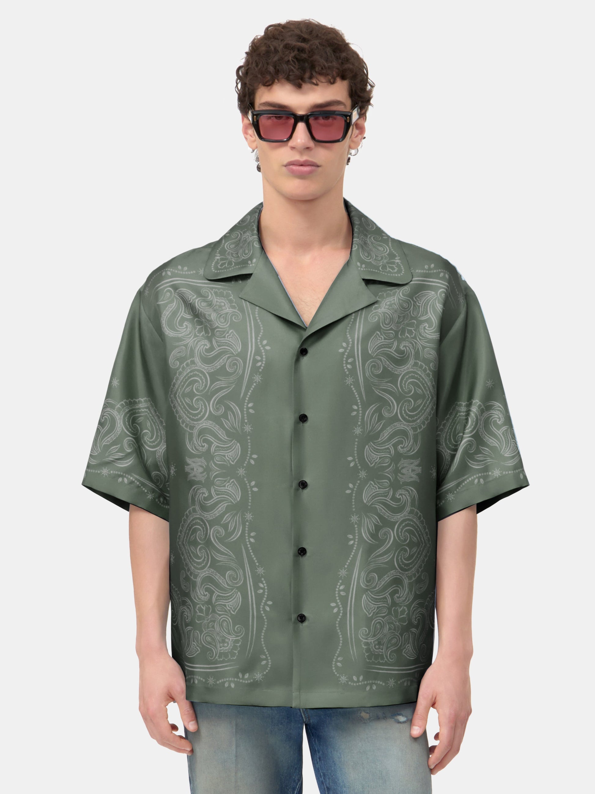 Bandana Paint Oversized Bowling Shirt - Dark Sage | Amiri Great Deal