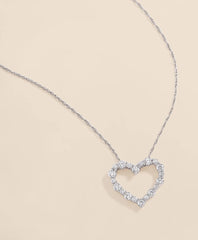 1 CT. Lab-Grown Diamond 14k White Gold Heart Pendant Necklace / Brooks Brothers Women