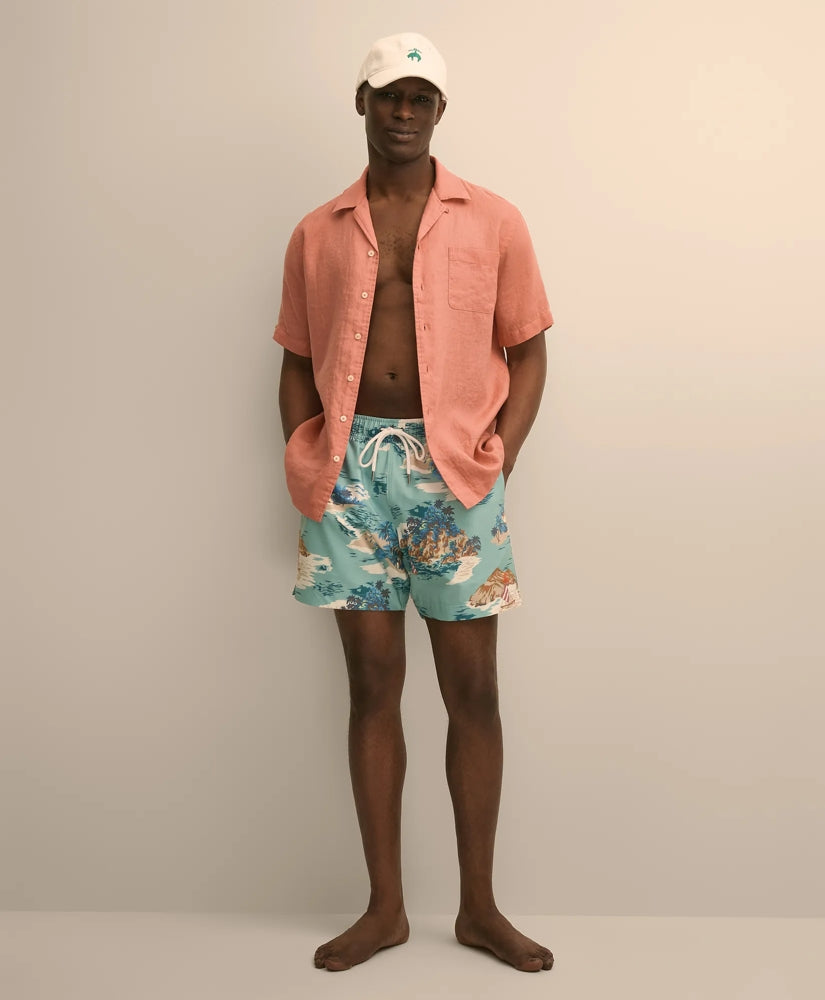 5" Montauk Island-Print Swim Trunks / Brooks Brothers Men