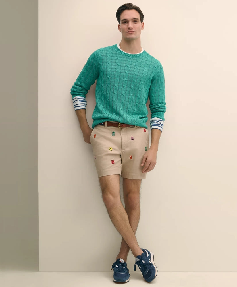 7" Cotton Embroidered Life Vest Shorts / Brooks Brothers Sale